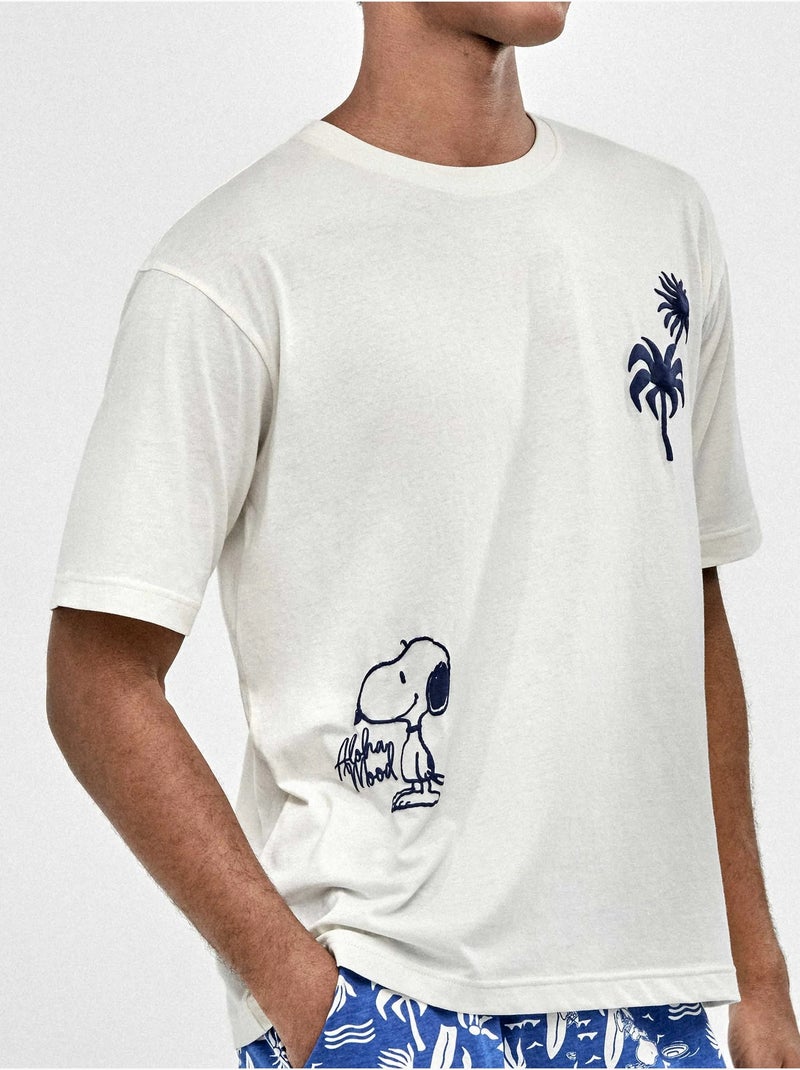 Pigiama uomo stampato Snoopy Ecru - Kiabi