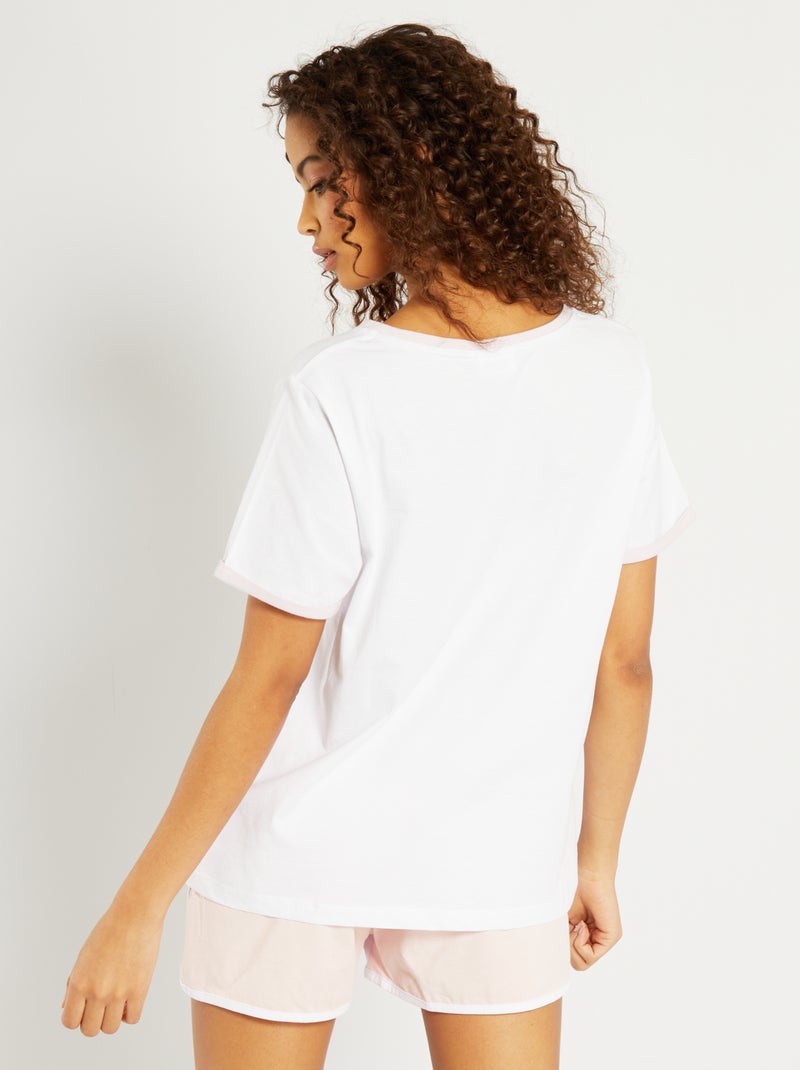 DESIGN - Set Pigiama Con Canottiera Con Stampa Di Croissant E Pantaloncini Con Orlo Con - Foto 11