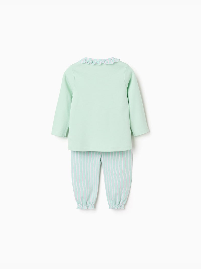 Pigiami a manica lunga con righe Verde chiaro - Kiabi