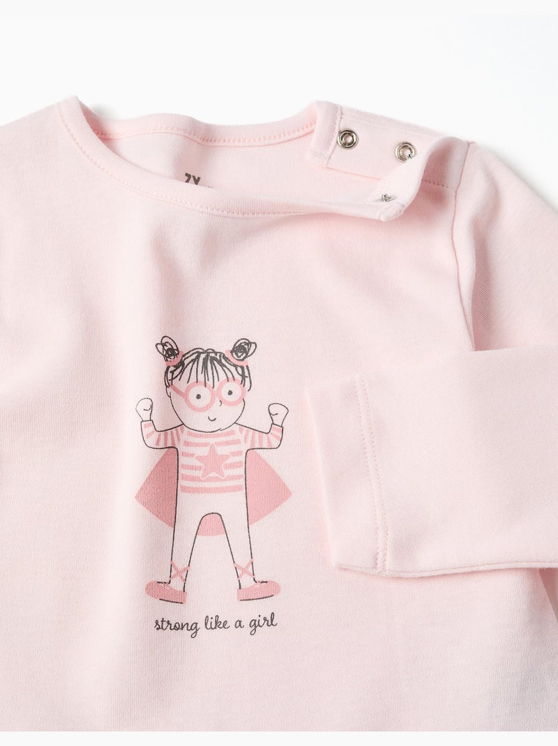Pigiami a manica lunga con stampa Rosa chiaro - Kiabi