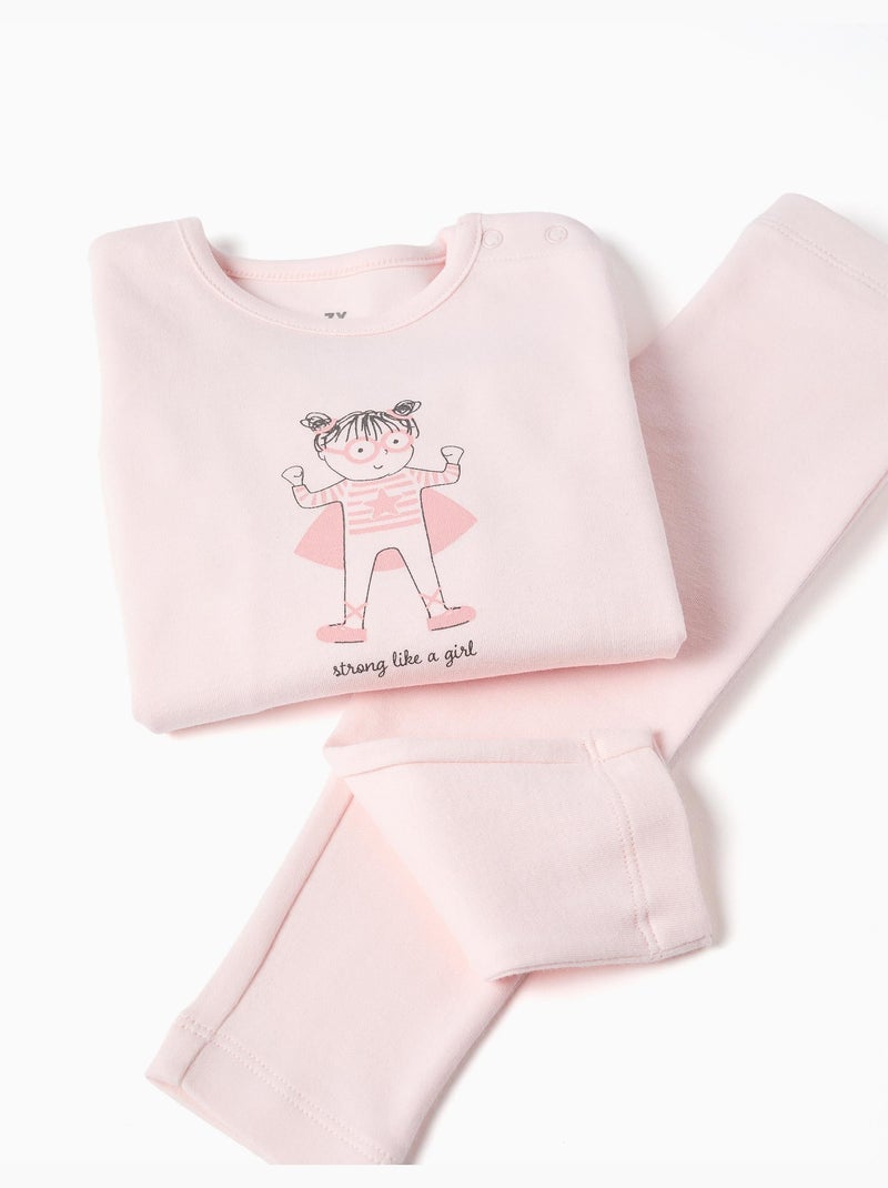 Pigiami a manica lunga con stampa Rosa chiaro - Kiabi