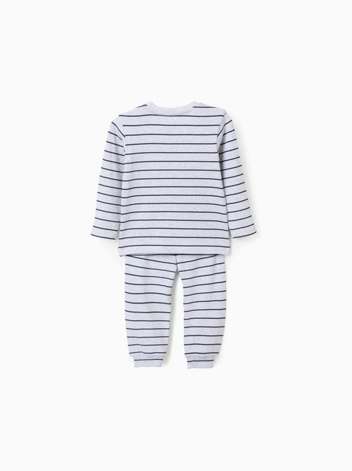 Pigiami a manica lunga in tessuto a costine con righe - Kiabi