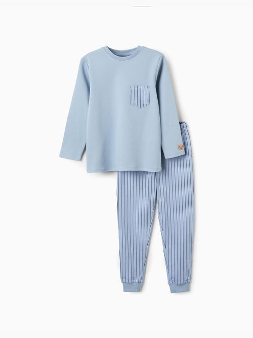 Pigiami in cotone a manica lunga con righe - Kiabi