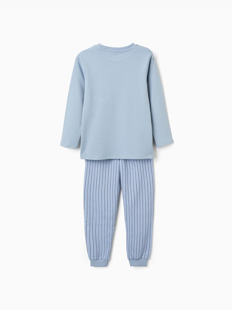 Pigiami in cotone a manica lunga con righe Blu chiaro - Kiabi