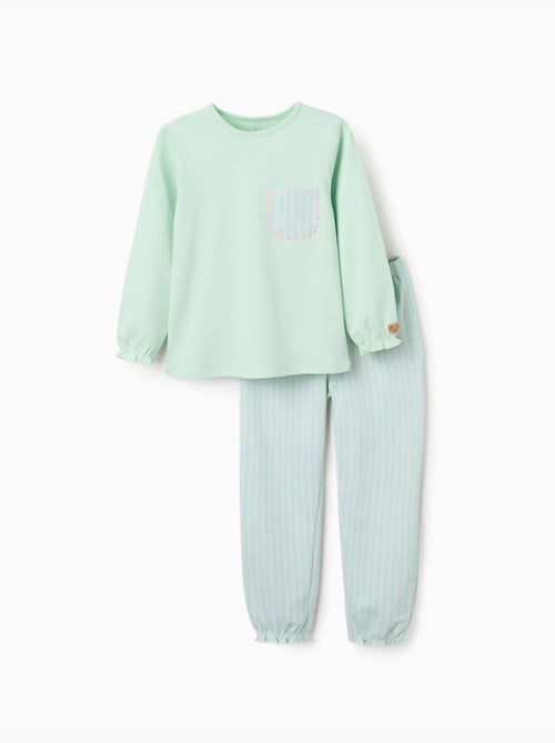 Pigiami in cotone a manica lunga con righe - Kiabi