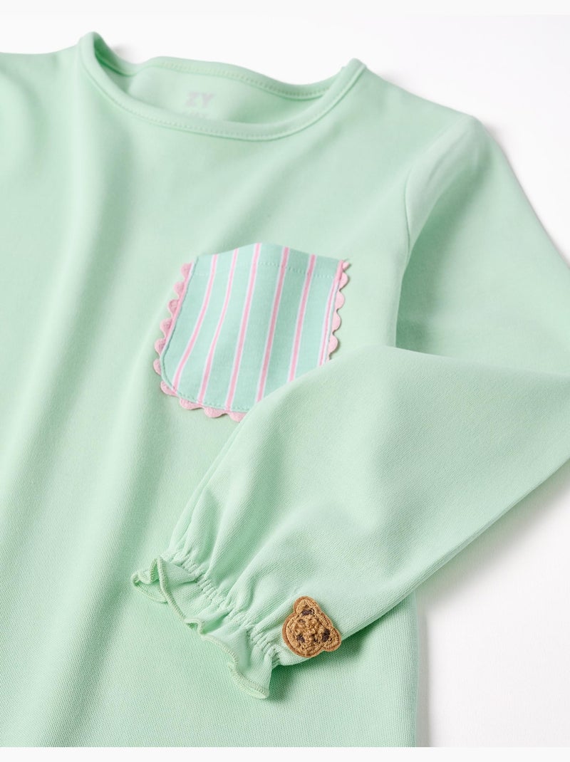 Pigiami in cotone a manica lunga con righe Verde chiaro - Kiabi