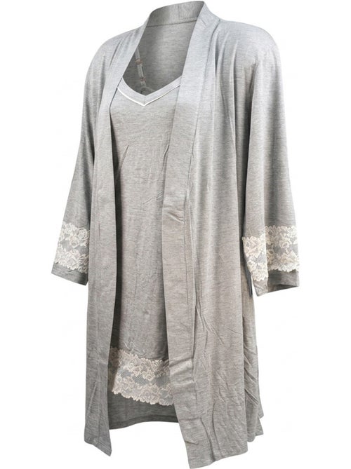 Pigiamone Donna OZABI Kimono Pizzi Viscosa 2 Pezzi - Kiabi