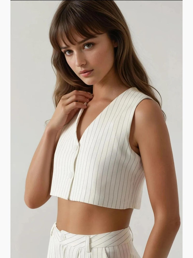 Pika collection gilet corto a righe aderente hiccup Bianco - Kiabi