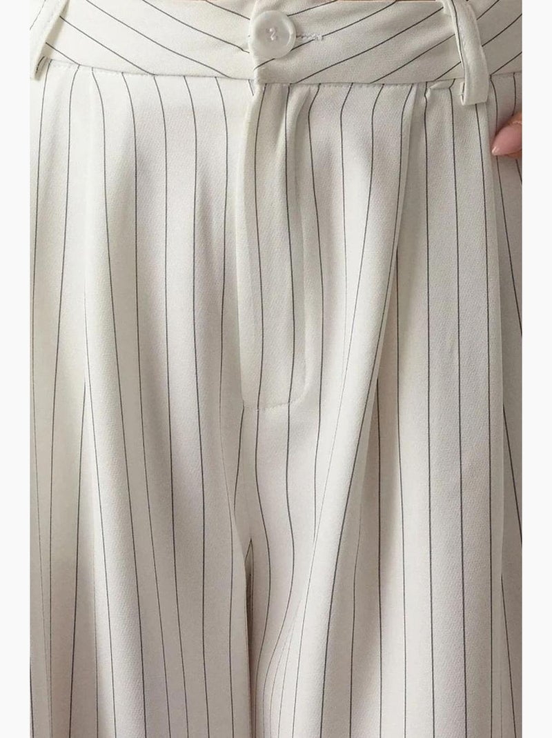 Pika collection pantaloni a vita alta a righe a gamba larga hiccup Bianco - Kiabi