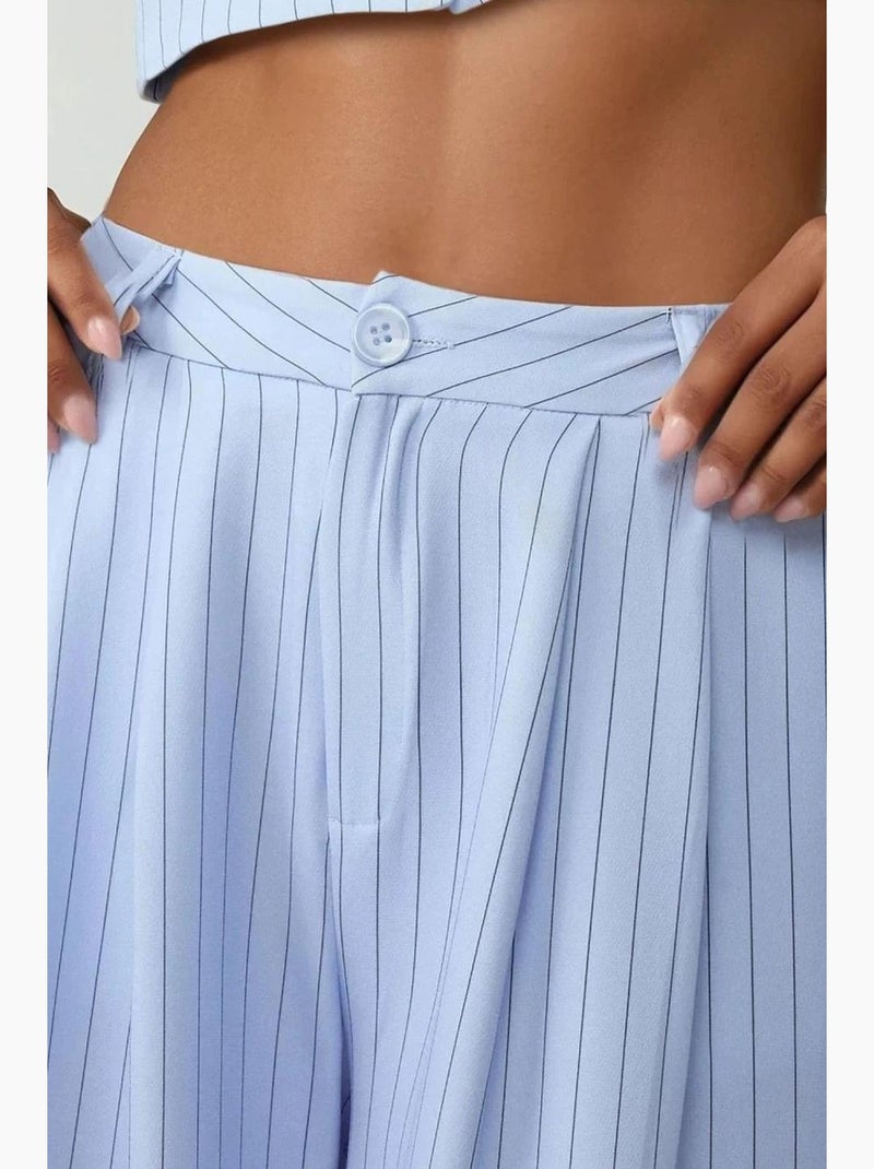 Pika collection pantaloni a vita alta a righe a gamba larga hiccup Blu cielo - Kiabi