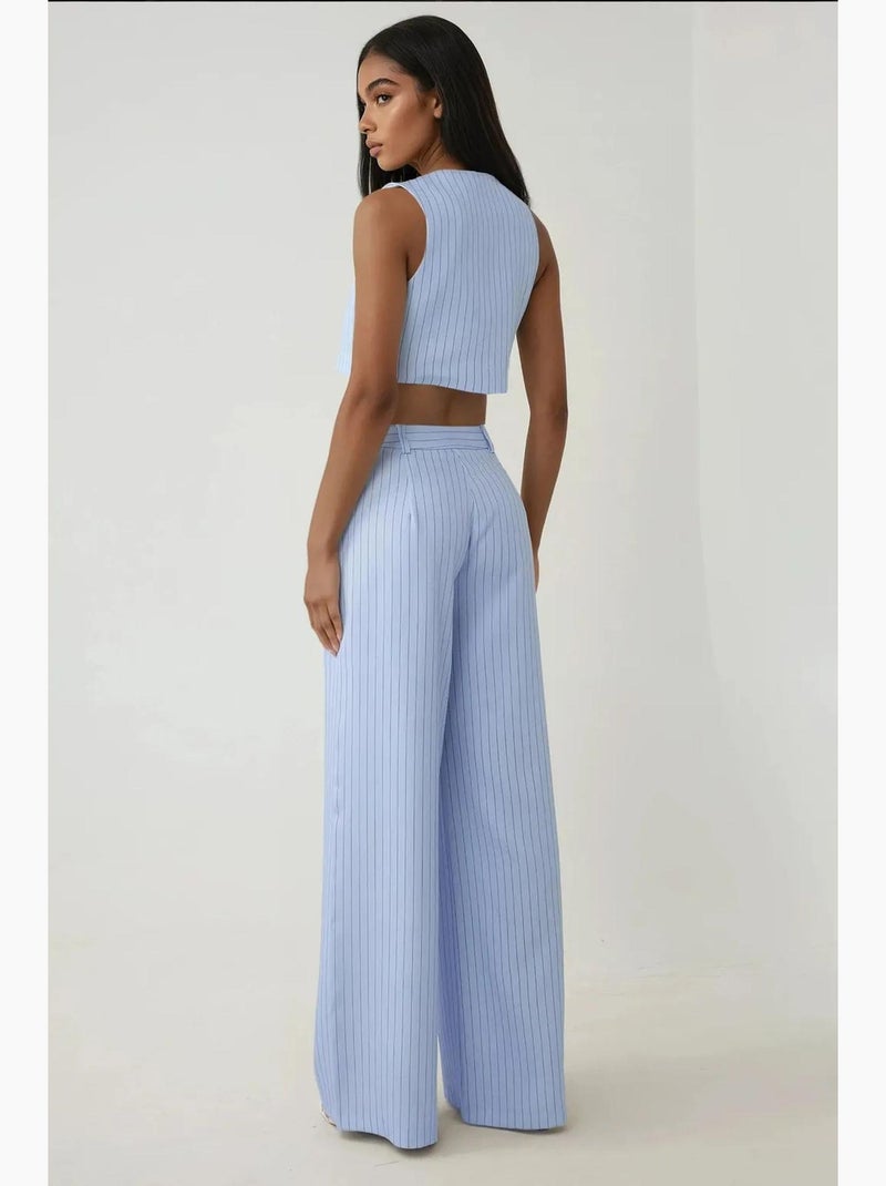 Pika collection pantaloni a vita alta a righe a gamba larga hiccup Blu cielo - Kiabi