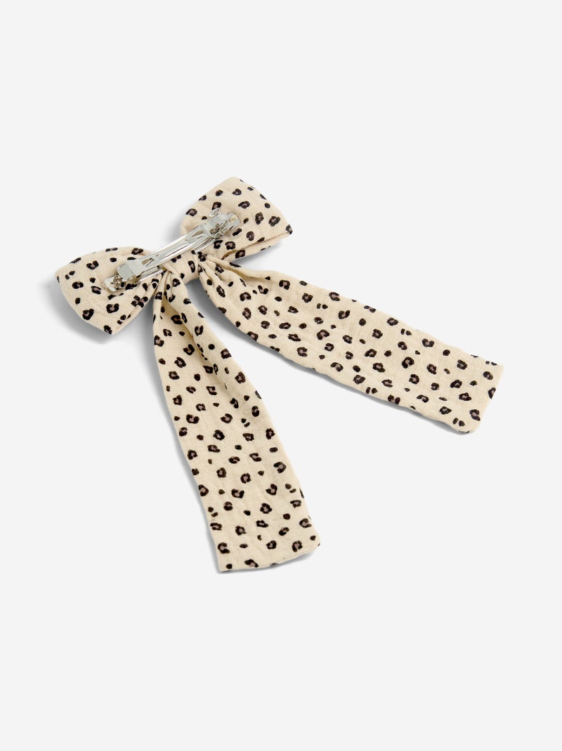 Pinza per capelli con fiocco grande stampato Beige - Kiabi