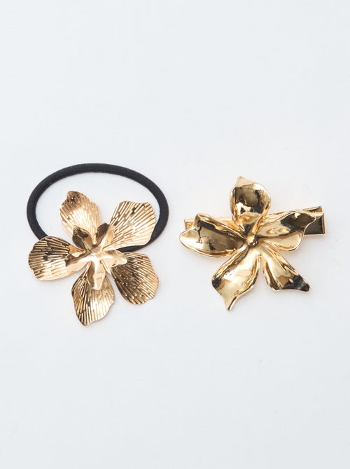 Pinze a coccodrillo a forma di fiore dorate - Kiabi