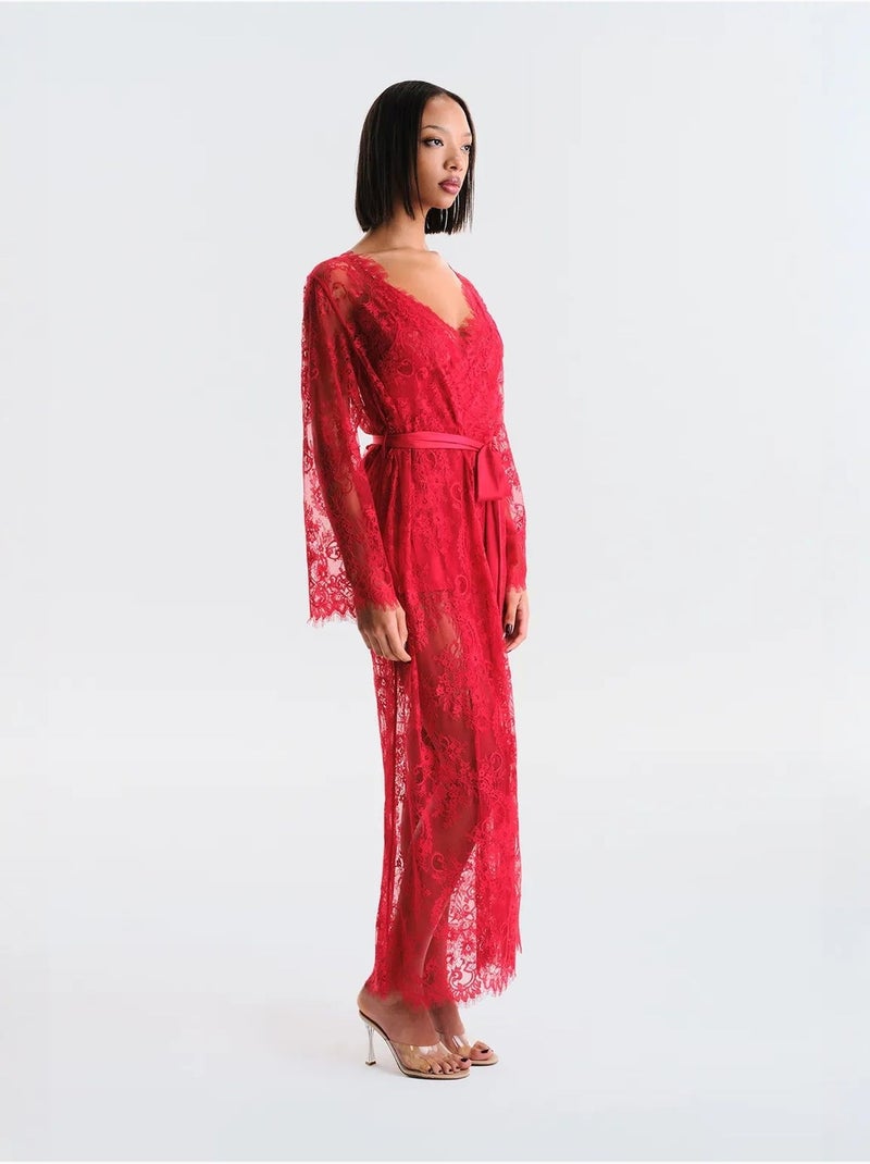 Pirra lace vestaglia collezione privee penti Rosso - Kiabi