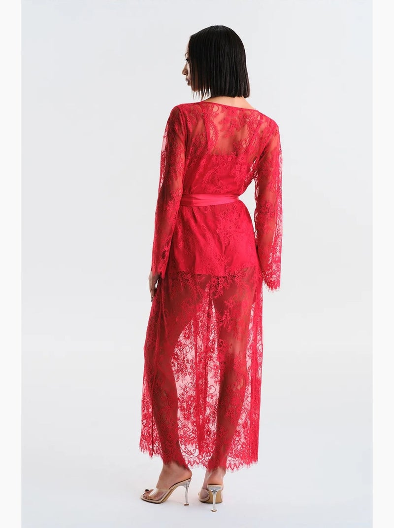 Pirra lace vestaglia collezione privee penti Rosso - Kiabi