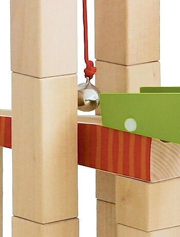 Pista per biglie per bambini – 80 blocchi di costruzione in legno + 20 biglie – "Roba