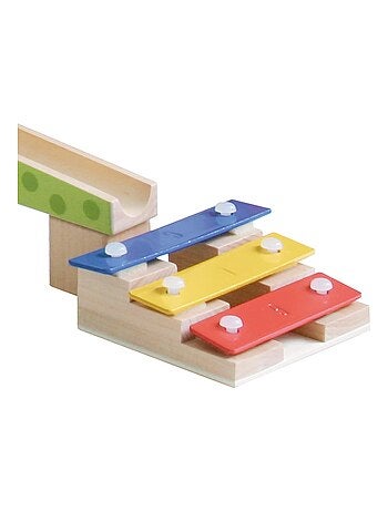 Pista per biglie per bambini – 80 blocchi di costruzione in legno + 20 biglie – "Roba