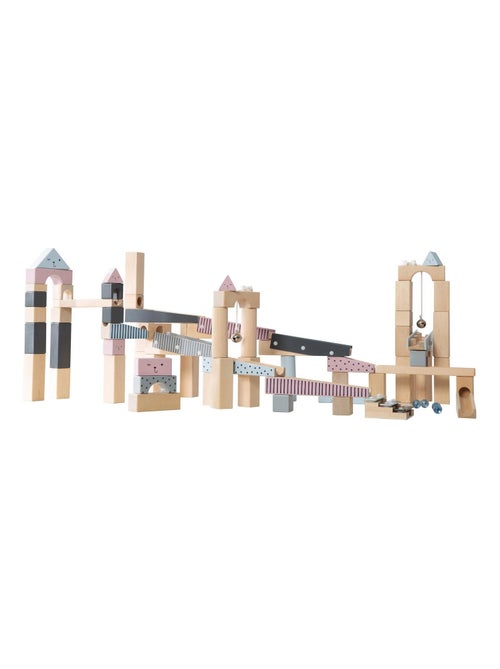 Pista per biglie per bambini – 80 blocchi in legno + 20 biglie – "Roba" - Kiabi