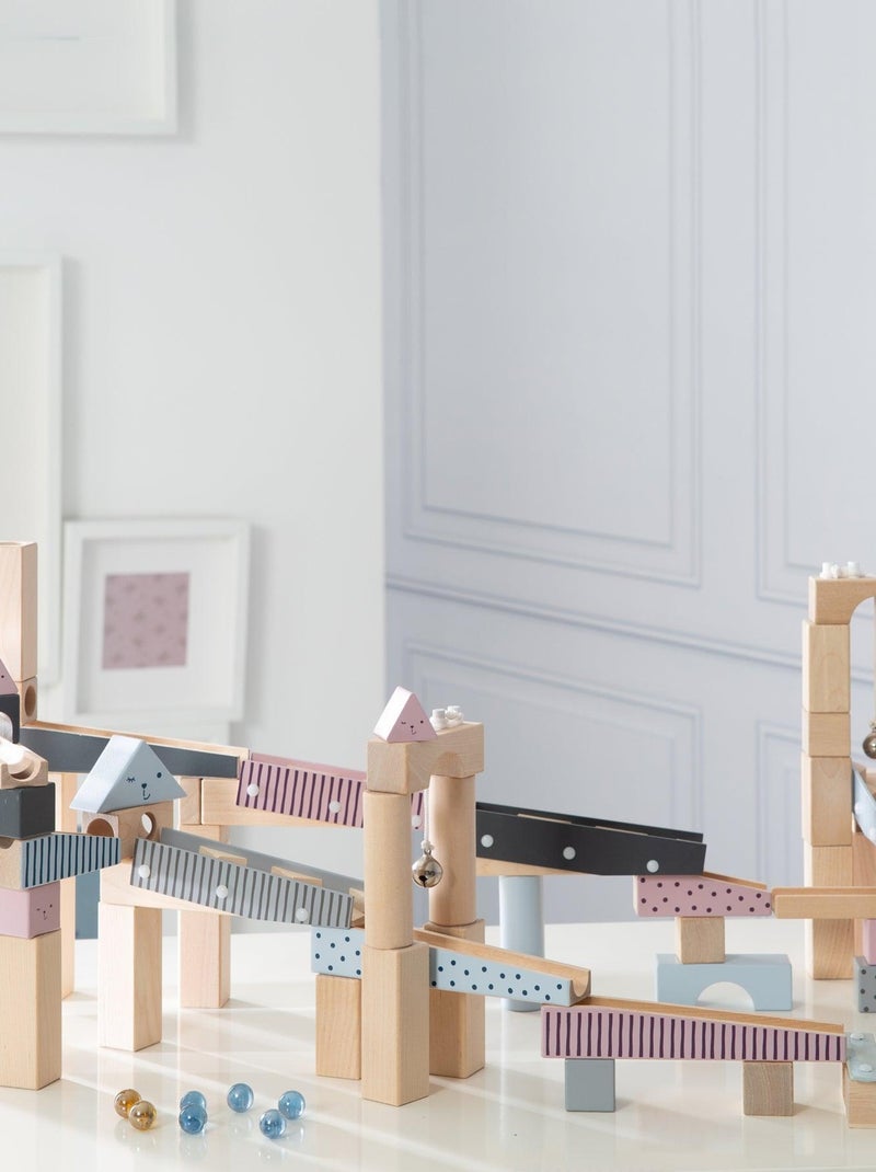 Pista per biglie per bambini – 80 blocchi in legno + 20 biglie – "Roba" Grigio giallo - Kiabi