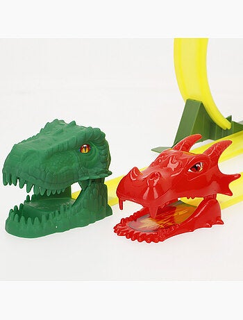 Pista per macchinine di dinosauri con doppio lanciatore e due macchinine teamsterz