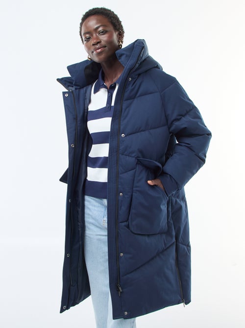 Piumino caldo lungo idrorepellente con cappuccio - Kiabi