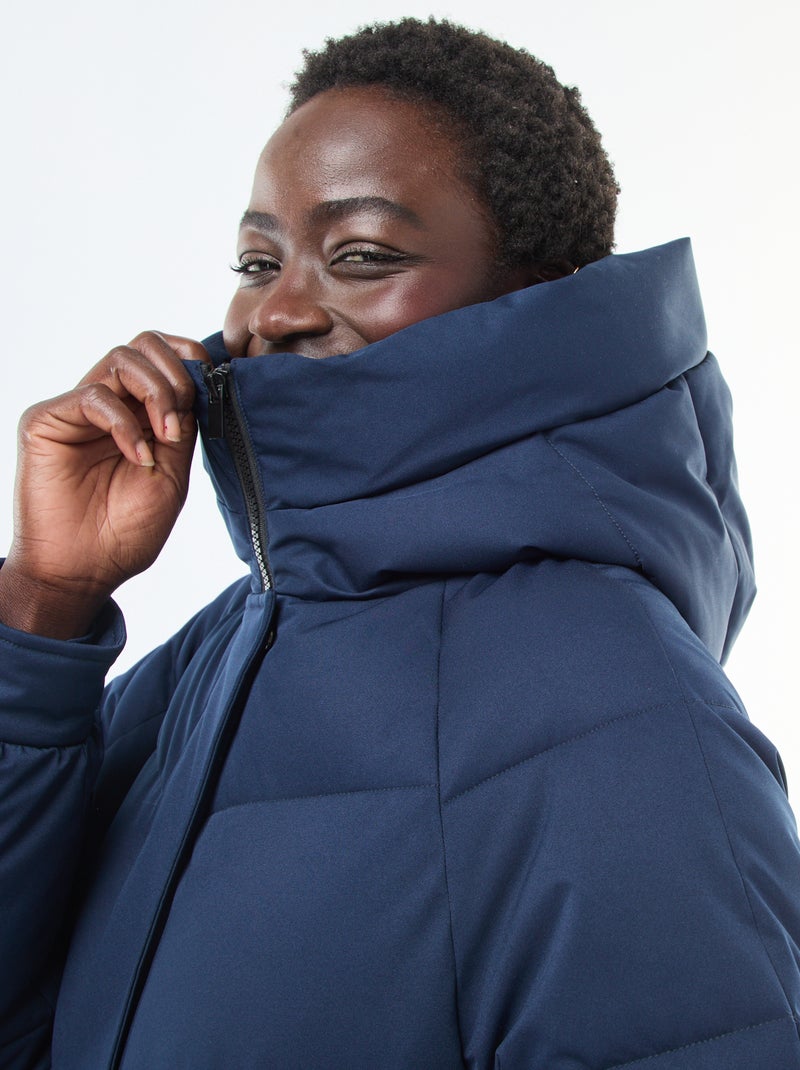 Piumino caldo lungo idrorepellente con cappuccio Blu - Kiabi