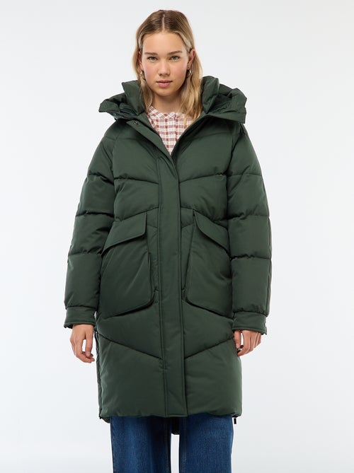 Piumino caldo lungo idrorepellente con cappuccio - Kiabi