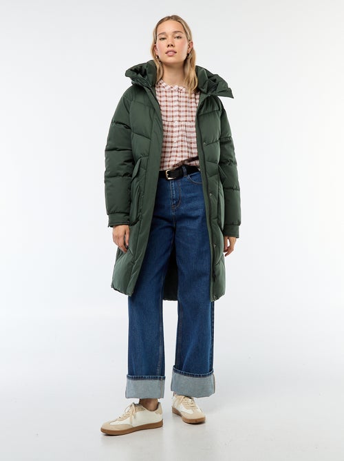 Piumino caldo lungo idrorepellente con cappuccio - Kiabi