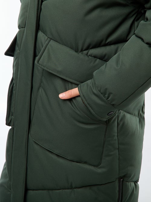 Piumino caldo lungo idrorepellente con cappuccio - Kiabi