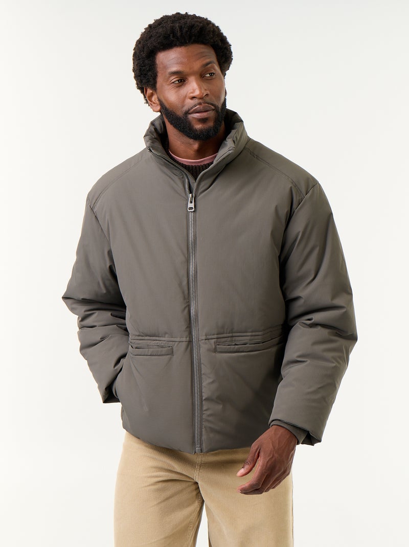 Piumino collo alto maniche raglan Kaki - Kiabi
