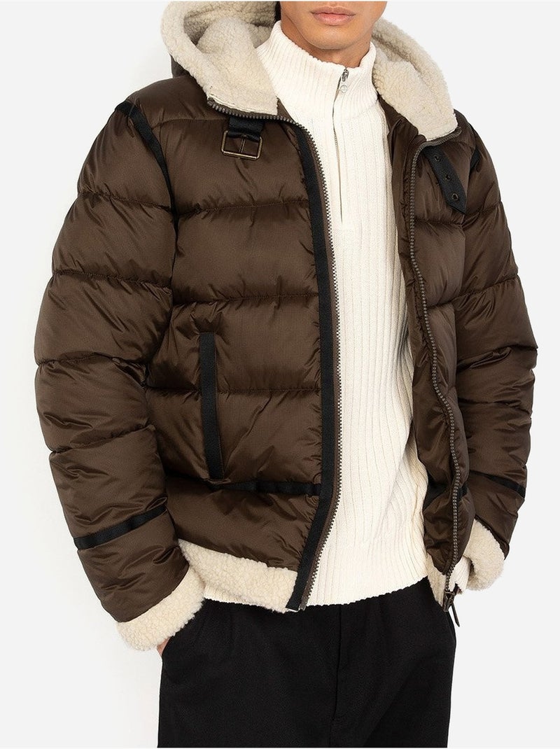 Piumino con cappuccio - schott Marrone/Beige/Nero - Kiabi