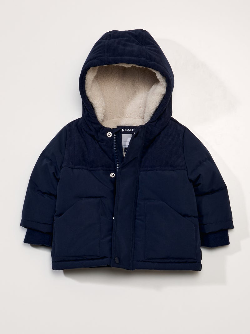 Piumino con cappuccio blu nero - Kiabi