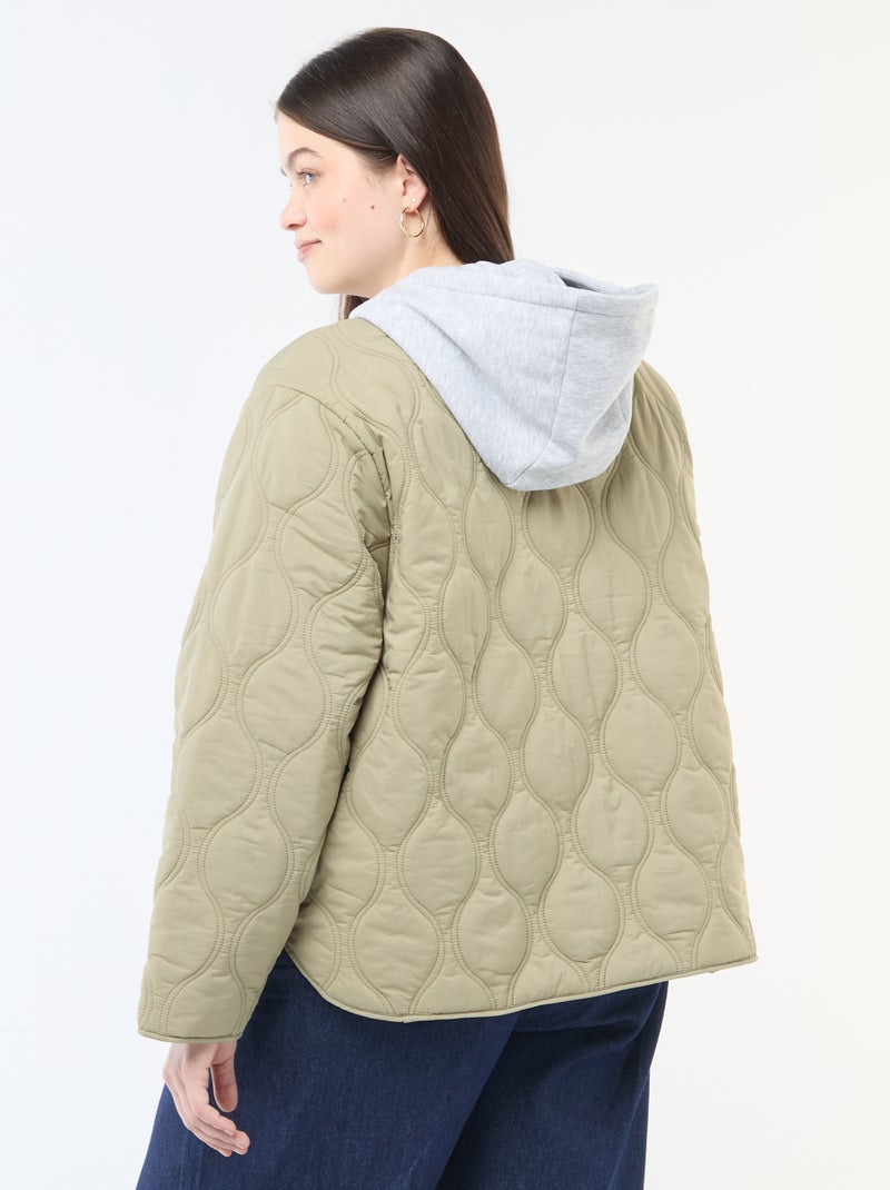 Piumino con cappuccio e pettorina interna in felpa rimovibile Verde - Kiabi