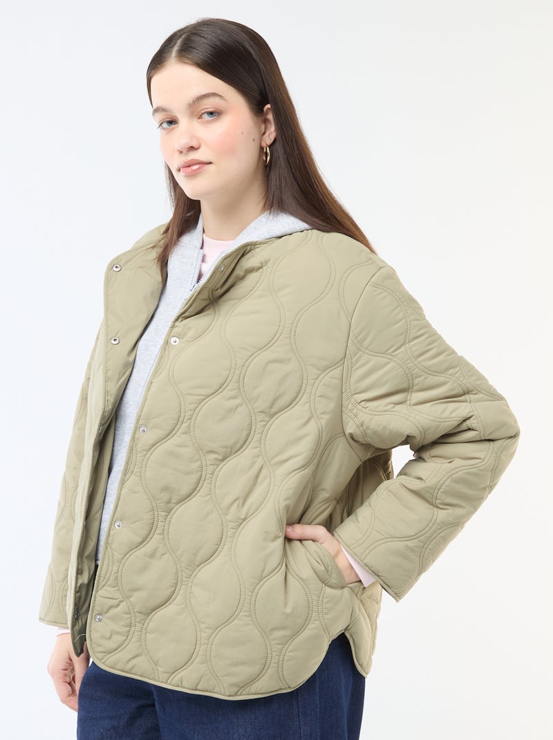 Piumino con cappuccio e pettorina interna in felpa rimovibile Verde - Kiabi