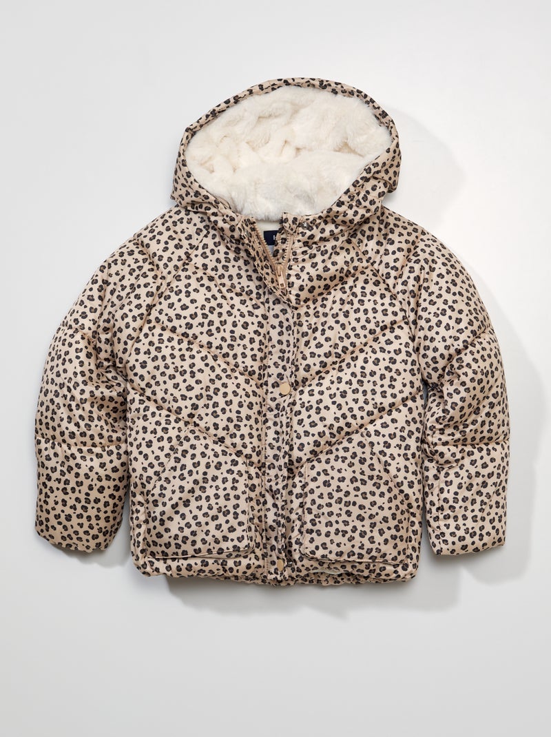 Piumino con cappuccio e stampa 'leopardo' BEIGE - Kiabi