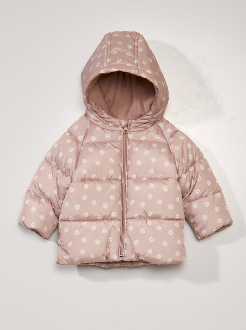 Piumino con cappuccio e stampa ROSA - Kiabi