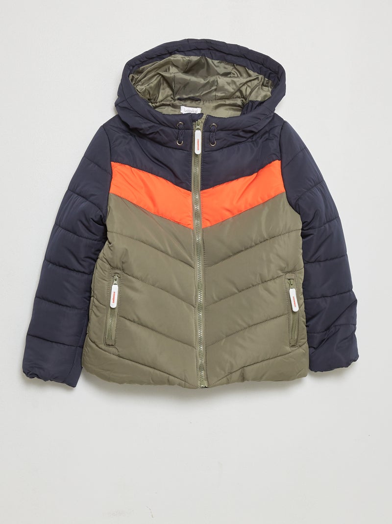 Piumino con cappuccio effetto color block! blu marine - Kiabi