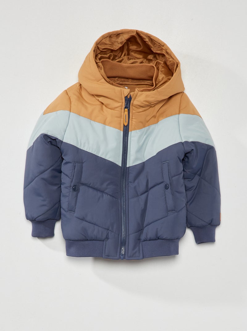 Piumino con cappuccio effetto color block MARRONE - Kiabi