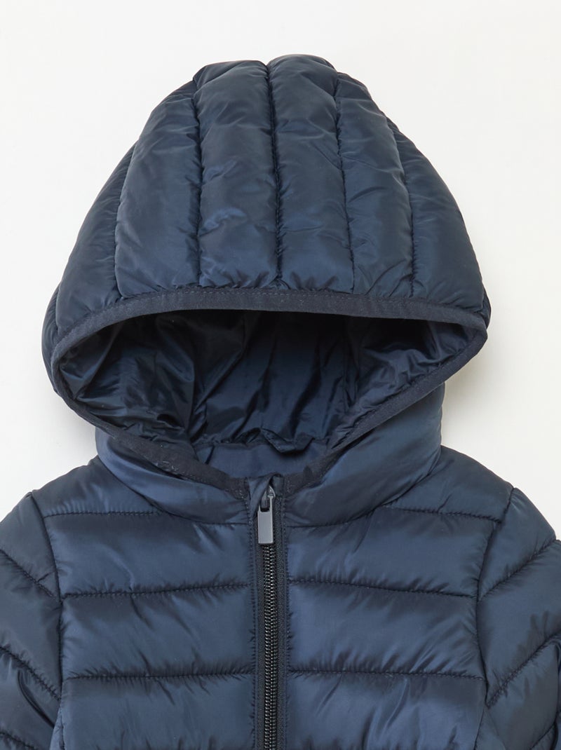 Piumino con cappuccio trapuntato blu - Kiabi