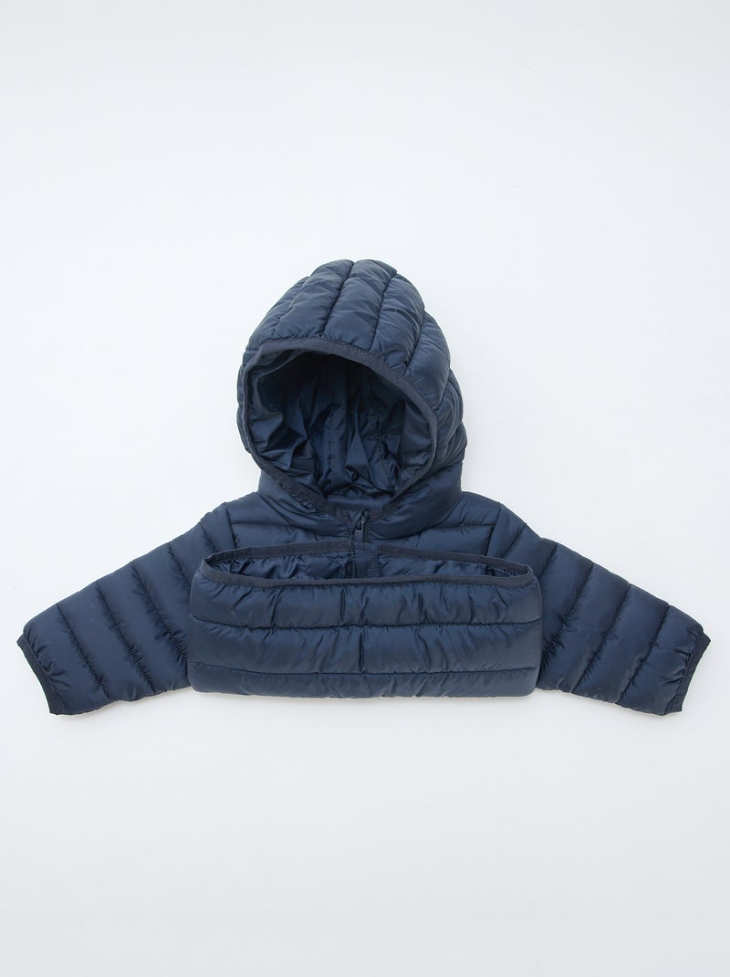 Piumino con cappuccio trapuntato blu - Kiabi