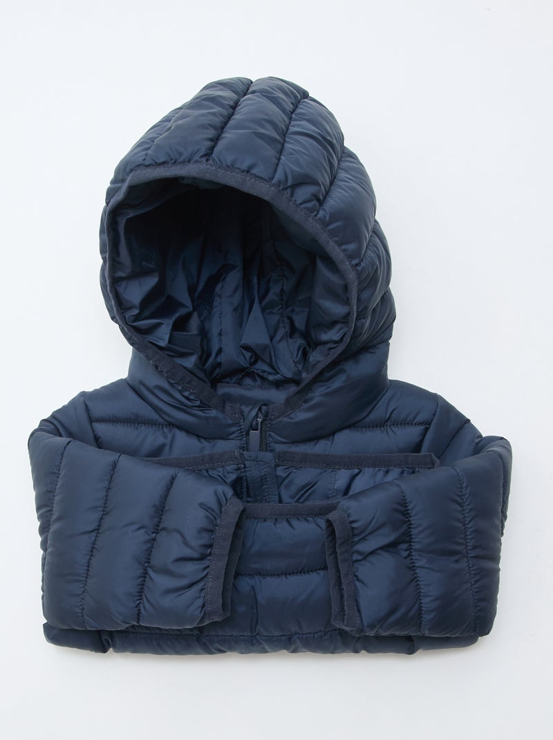 Piumino con cappuccio trapuntato blu - Kiabi