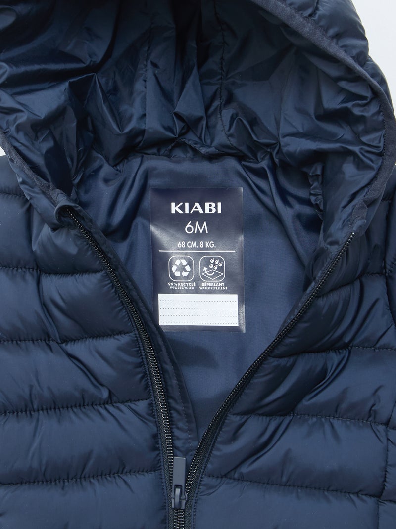 Piumino con cappuccio trapuntato blu - Kiabi