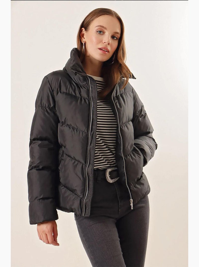 Piumino con colletto con zip spesso bdart Nero - Kiabi