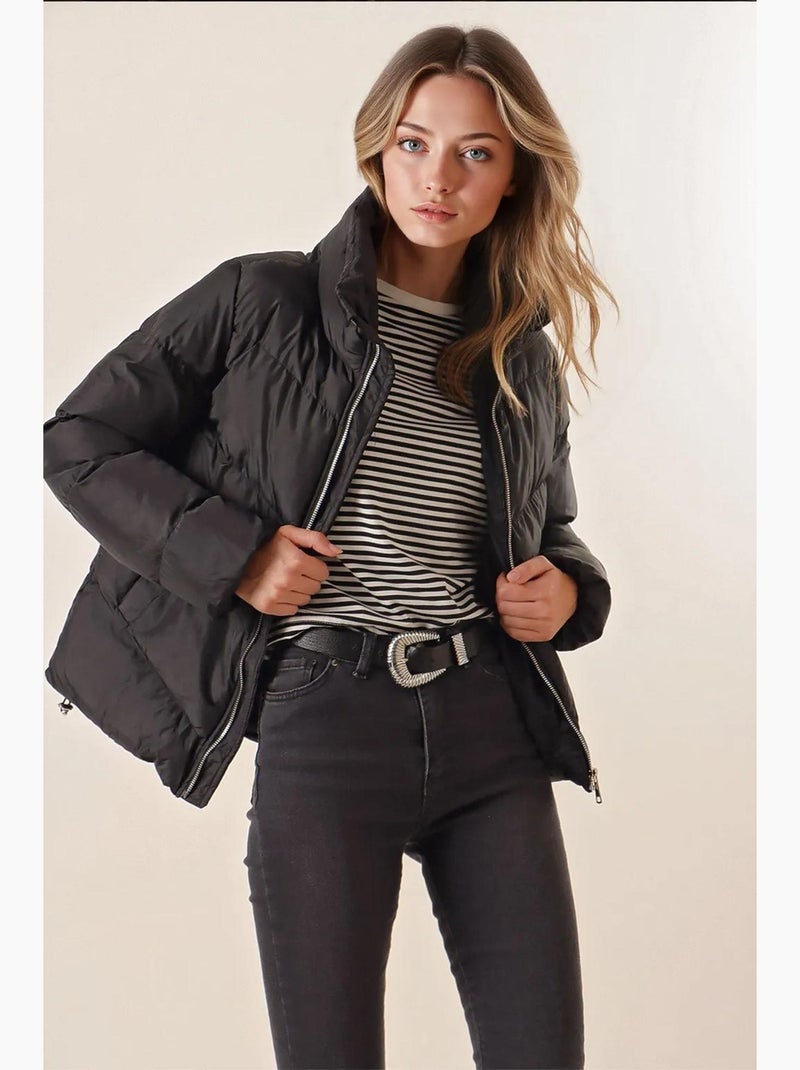 Piumino con colletto con zip spesso bdart Nero - Kiabi