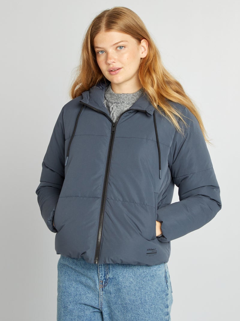 Piumino con zip e cappuccio BLU - Kiabi