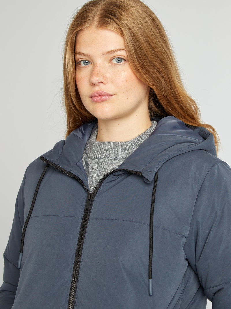 Piumino con zip e cappuccio BLU - Kiabi