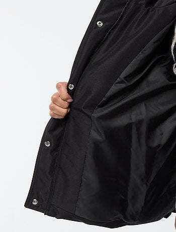 Piumino corto con cappuccio bordato in pelliccia sintetica 'JDY'