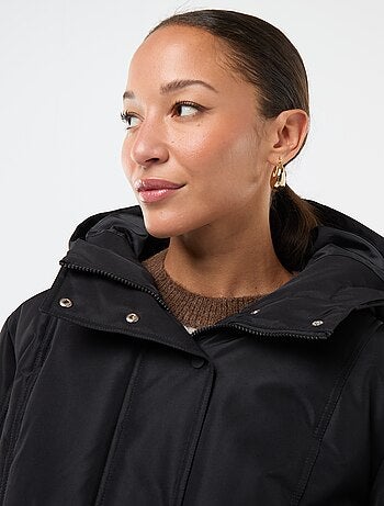 Piumino corto con cappuccio bordato in pelliccia sintetica 'JDY'