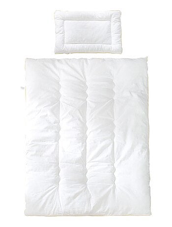 Piumino e cuscino in cotone bianco per lettino bebè e bambino – set quattro stagioni "Roba