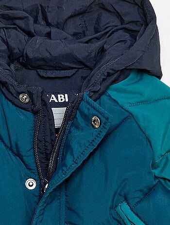 Piumino idrorepellente con cappuccio color block